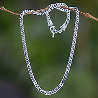 Men's sterling silver chain necklace, 'Sleek'