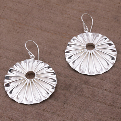 Sterling silver dangle earrings, 'Limpet' - Limpet Shell Shaped Sterling Silver Dangle Earrings