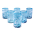 Blown glass water glasses, 'Whirling Aquamarine' (set of 6) - 6 Mexican Hand Blown 15 oz Water Glasses in Aqua and White