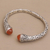 Carnelian cuff bracelet, 'Our Two Souls' - Balinese Style Hinged Sterling and Carnelian Cuff Bracelet (image 2b) thumbail