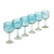 Blown wine glasses, 'Elegant Aqua Swirl' (set of 6) - Set of 6 Recycled Hand Blown Aqua Wine Glasses from Mexico