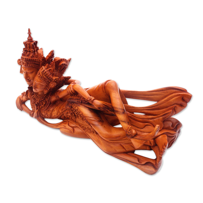Wood sculpture, 'Lying Rama and Sita' - Hand-Carved Rama and Sita Sculpture from Bali