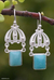 Amazonite filigree earrings, 'Swinging in the Rain' - Hand Made Fine Silver Filigree Amazonite Earrings