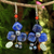 Lapis lazuli and aventurine dangle earrings, 'Blue Clover' - Handmade Lapis Lazuli and Aventurine Floral Earrings