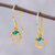 Gold plated onyx dangle earrings, 'Green Rustic Modern' - 24k Gold Plated Green Onyx Dangle Earrings from Thailand