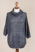 Pullover sweater, 'Evening Flight in Grey' - Grey Pullover Sweater with Three Quarter Length Sleeves (image 2d) thumbail