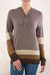 Hoodie sweater, 'Brown Imagination' - Brown Striped Hoodie Sweater from Peru (image 2) thumbail