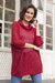 Pullover sweater, 'Evening Flight in Red' - Red Pullover Sweater with Three Quarter Length Sleeves (image 2b) thumbail