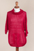 Pullover sweater, 'Evening Flight in Red' - Red Pullover Sweater with Three Quarter Length Sleeves (image 2e) thumbail