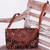 Batik leather sling, 'Parang Bloom' - Adjustable Dark Brown Leather Floral Parang Sling