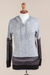 Hoodie sweater, 'Grey Imagination' - Black and Grey Striped Hoodie Sweater from Peru (image 2c) thumbail