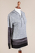 Hoodie sweater, 'Grey Imagination' - Black and Grey Striped Hoodie Sweater from Peru