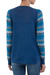 Cotton blend sweater, 'Garden Vine in Blue' - Tunic Sweater in Blue with Multi Color Floral Sleeves (image 2c) thumbail