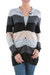 Cardigan sweater, 'Visual Addiction in Grey' - Black and Grey Striped Cardigan Sweater from Peru thumbail