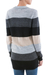 Cardigan sweater, 'Visual Addiction in Grey' - Black and Grey Striped Cardigan Sweater from Peru (image 2c) thumbail