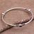 Garnet bangle bracelet, 'Harmony of Three' (large) - Sterling Silver 925 Bangle Bracelet with Garnet (Large) (image 2) thumbail