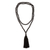 Lange Halskette aus Onyx - Handgeknüpfte lange Quastenkette aus schwarzem Onyx