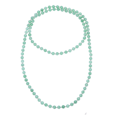Quartz beaded necklace, 'Serenade in Green' - Sterling Silver and Green Quartz Beaded Necklace from India