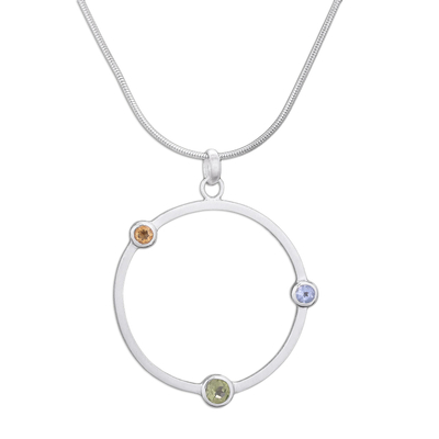 Peridot and citrine pendant necklace, 'Spring Rainbow' - Peridot and Citrine Pendant Necklace