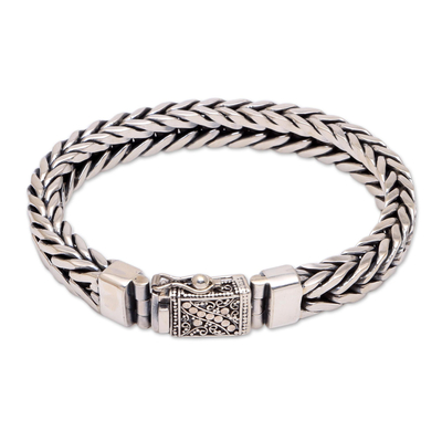 Men's sterling silver bracelet, 'Magic Conjurer' - Men's Sterling Silver Chain Bracelet from Bali