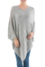 Poncho, 'Silver Tulip Petal' - Long Silver Poncho with Zig Zag Pattern from Peru thumbail