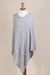 Poncho, 'Silver Tulip Petal' - Long Silver Poncho with Zig Zag Pattern from Peru (image 2d) thumbail