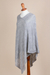 Poncho, 'Silver Tulip Petal' - Long Silver Poncho with Zig Zag Pattern from Peru (image 2e) thumbail