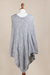 Poncho, 'Silver Tulip Petal' - Long Silver Poncho with Zig Zag Pattern from Peru (image 2f) thumbail