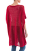 Knit tunic, 'Red Dreamcatcher' - Red Knit Tunic with V Neck and Short Sleeves