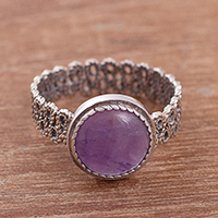 Amethyst cocktail ring, 'Amethyst Power' - Natural Amethyst Cocktail Ring from Peru