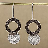 Sterling silver dangle earrings, 'Midnight Eclipses' - Modern Style Sterling Silver Earrings from Mexican Jewelry