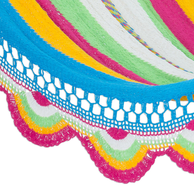 Cotton hammock, 'Colorful Cocktail' (single) - Handwoven Striped Nicaraguan Cotton Hammock (Single)