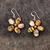 Pearl and tiger's eye flower earrings, 'Tawny Paradise' - Tiger's Eye Earrings from Thailand