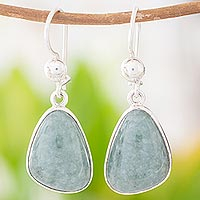 Jade dangle earrings, 'Forest Green'
