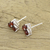 Garnet stud earrings, 'Chennai Stars' - Garnet Stud Earrings from Birthstone Jewelry (image 2b) thumbail