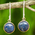 Lapis lazuli dangle earrings, 'Early Sun' - Handcrafted Brass and Silver Earrings with Lapis Lazuli (image 2) thumbail