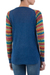 Cotton blend sweater, 'Cusco Market in Blue' - Blue Tunic Sweater with Multi Color Patterned Sleeves (image 2c) thumbail
