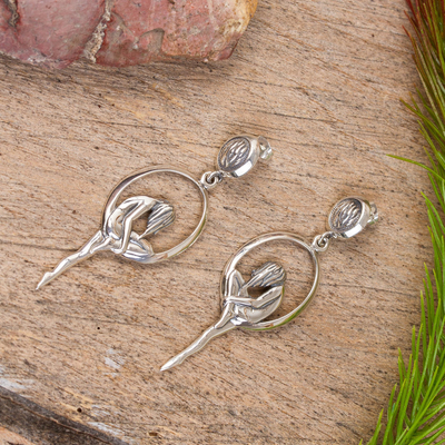 Sterling silver dangle earrings, 'Melancholia' - Artisan Crafted Sterling Silver Dangle Earrings from Mexico