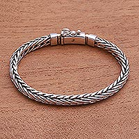 Sterling silver chain bracelet, 'Foxtail Balance'