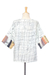 Cotton batik blouse, 'Elegant Veins' - Vein Motif White Cotton Batik Blouse from Thailand (image 2g) thumbail