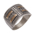 Gold accented sterling silver band ring, 'Ancient Symmetry' - Handmade Sterling Silver Band Ring with 18k Gold Accent (image 2d) thumbail