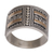 Gold accented sterling silver band ring, 'Ancient Symmetry' - Handmade Sterling Silver Band Ring with 18k Gold Accent (image 2e) thumbail