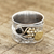 Onyx band ring, 'Graceful Midnight' - Floral Onyx Band Ring Crafted in India (image 2) thumbail