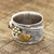 Onyx band ring, 'Graceful Midnight' - Floral Onyx Band Ring Crafted in India (image 2b) thumbail