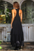 High-Low-Sommerkleid aus Rayon, „Black Beauty“ – Langes Rayon-High-Low-Sommerkleid mit Racerback aus Bali