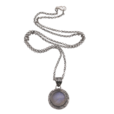 Rainbow Moonstone and Sterling Silver Necklace from Bali