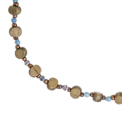 Glass and recycled paper beaded long necklace, 'Jungles of Guatemala' - Glass and Recycled Paper Beaded Long Necklace