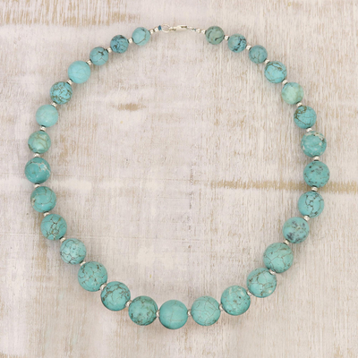 Calcite beaded strand necklace, 'Royal Coast' - Handcrafted Blue Calcite Beaded Strand Necklace