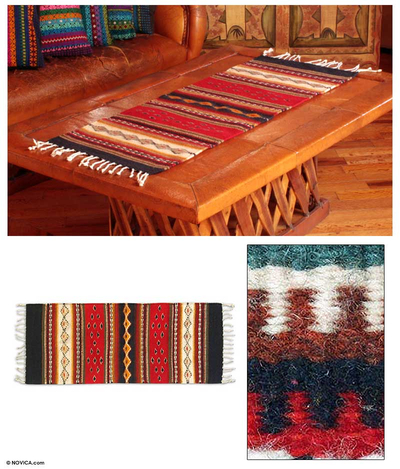 Zapotec wool rug, 'Forest Paths' (1x3) - Zapotec Rug Runner Hand Loomed Art 1x3 Mexico