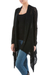 Cardigan sweater, 'Black Mirage' - Black Cardigan Sweater with Sidetail Hem (image 2b) thumbail